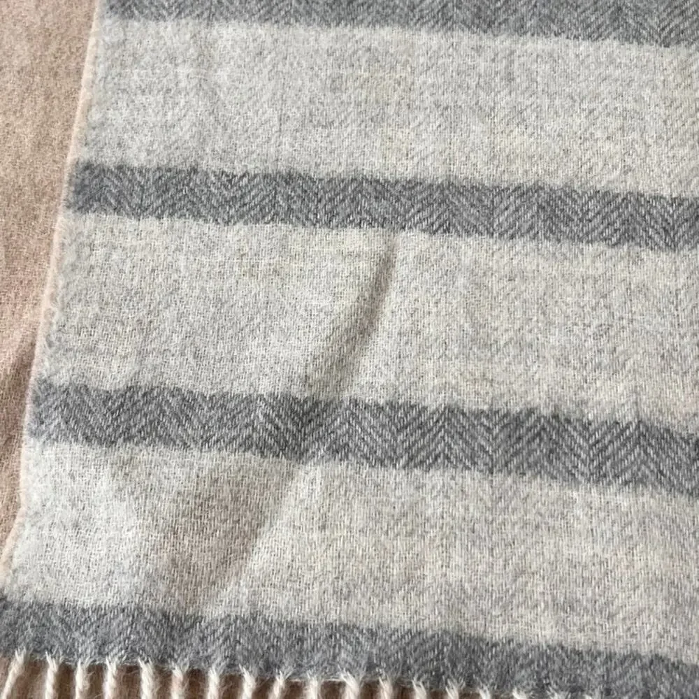 KUNA 100% Baby Alpaca Striped Fringed Scarf Made in Peru NWT